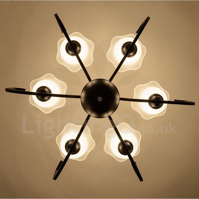 Lámpara de araña de metal integrada estilo rústico de 6 luces