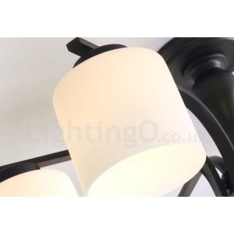 Lámpara de araña de metal integrada de estilo rural de 5 luces con pantalla de cristal