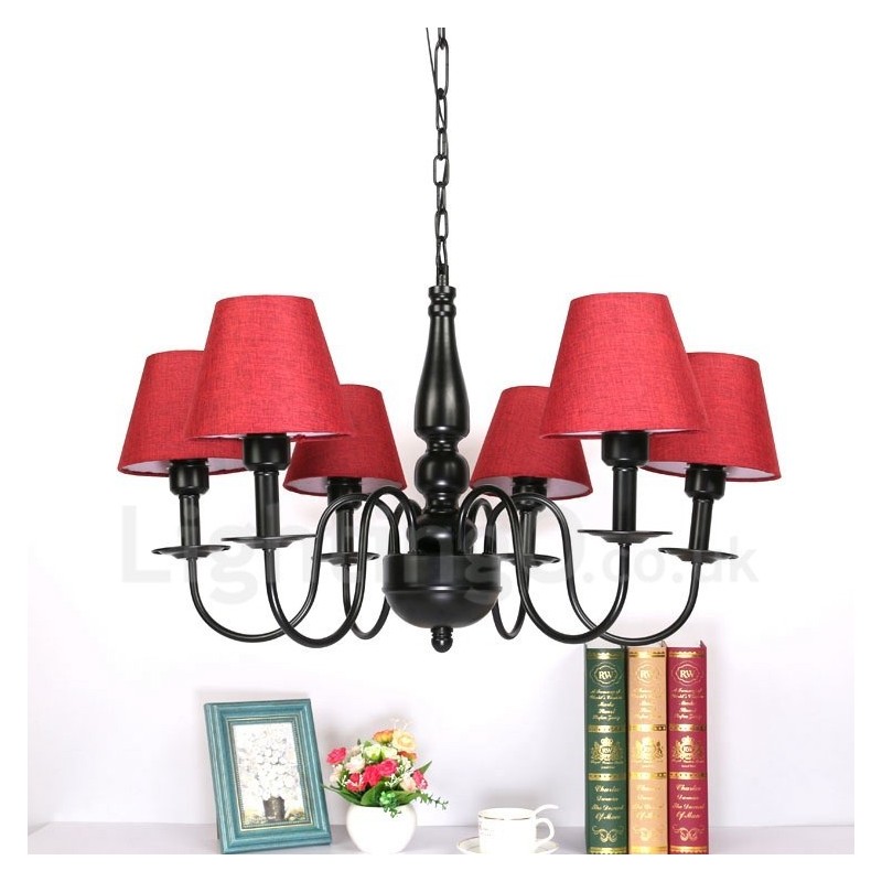 Lámpara de araña de metal integrada de estilo mediterráneo de 6 luces