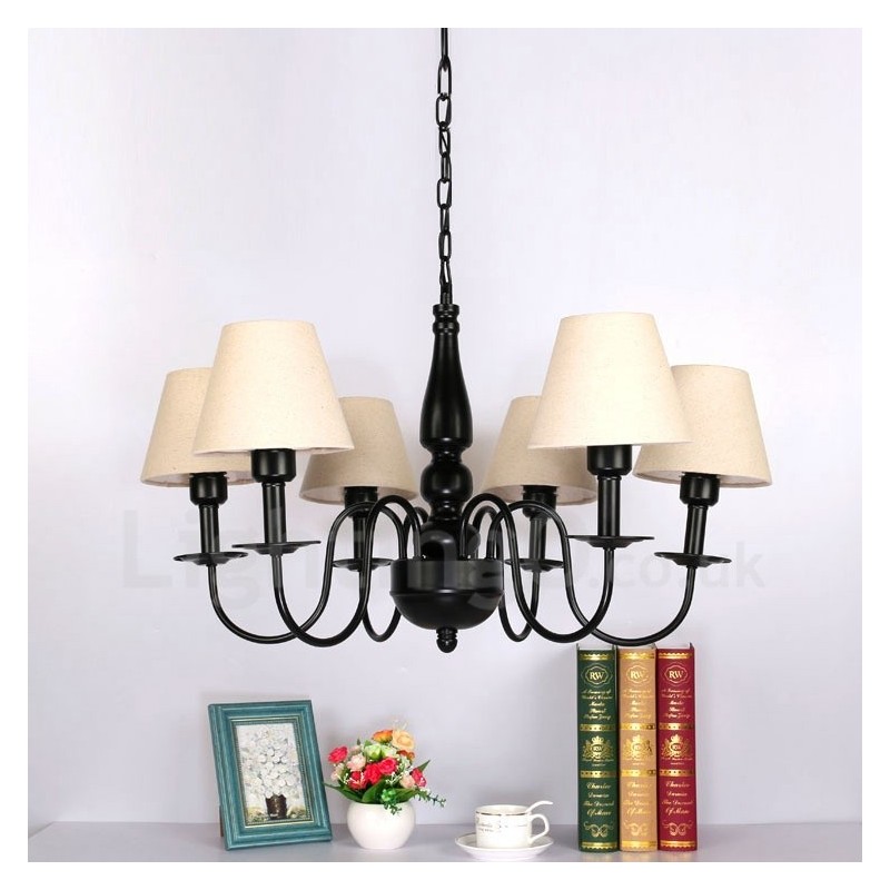 Lámpara de araña de metal integrada de estilo mediterráneo de 6 luces