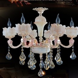 Lámparas colgantes de cristal de aleación de zinc de estilo europeo y jade natural