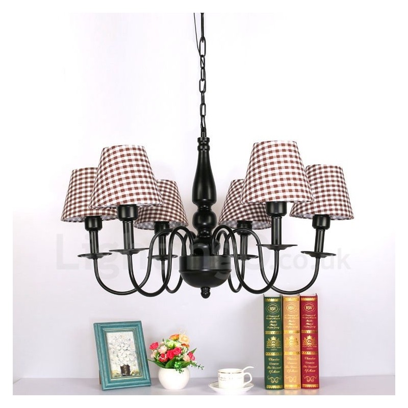Lámpara de araña de metal integrada de estilo mediterráneo de 6 luces