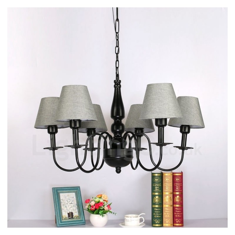 Lámpara de araña de metal integrada de estilo mediterráneo de 6 luces