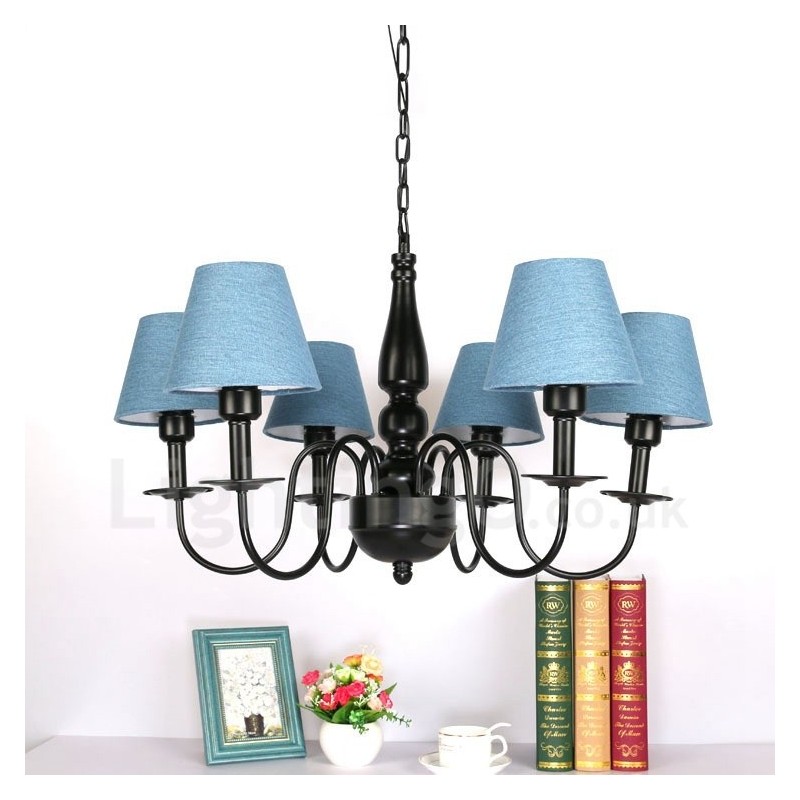 Lámpara de araña de metal integrada de estilo mediterráneo de 6 luces