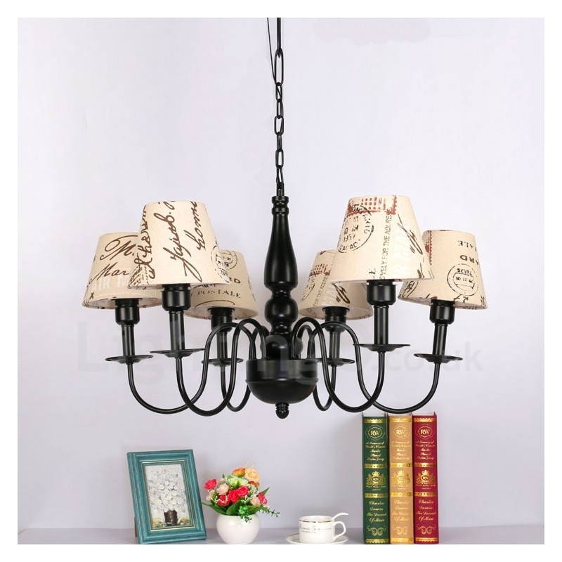Lámpara de araña de metal integrada de estilo mediterráneo de 6 luces
