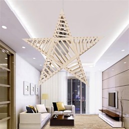 Lámpara de araña vintage de madera con forma de estrella de cinco puntas