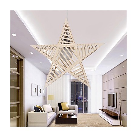 Lámpara de araña vintage de madera con forma de estrella de cinco puntas Lámpara de araña vintage de madera con forma de estrella de cinco puntas