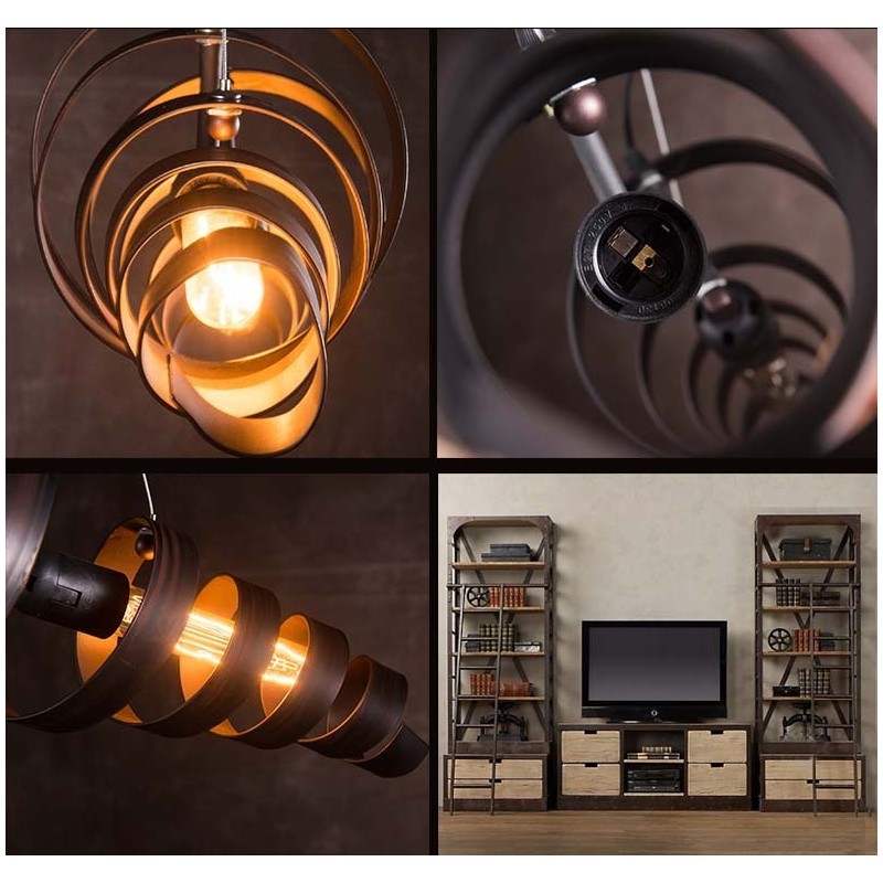 Lámpara de hierro retro moderna minimalista estilo industrial araña