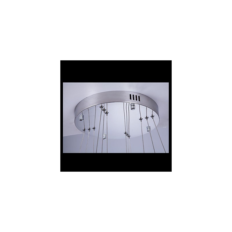 Lámpara colgante moderna de tres anillos, luz blanca cálida, D204060, transparente, K9, cristal grande, luces de techo