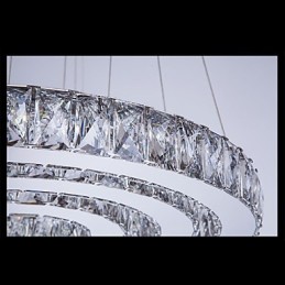 Lámpara colgante moderna de tres anillos, luz blanca cálida, D204060, transparente, K9, cristal grande, luces de techo