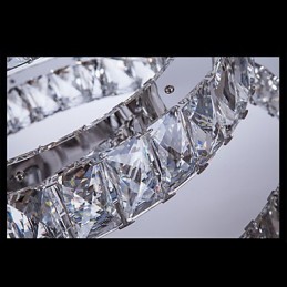Lámpara colgante moderna de tres anillos, luz blanca cálida, D204060, transparente, K9, cristal grande, luces de techo