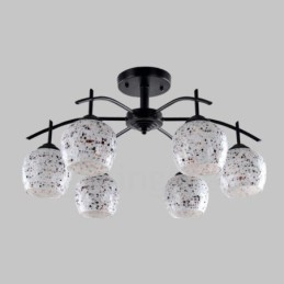 Lámpara de araña integrada de estilo mediterráneo de 6 luces con pantalla de cristal