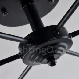 Lámpara de araña integrada de estilo mediterráneo de 6 luces con pantalla de cristal