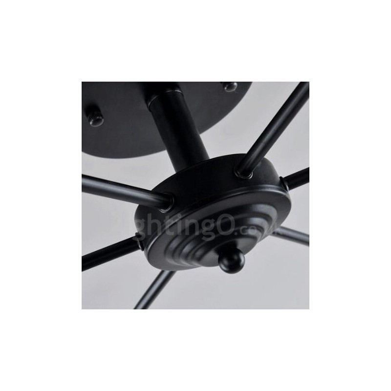 Lámpara de araña integrada de estilo mediterráneo de 6 luces con pantalla de cristal