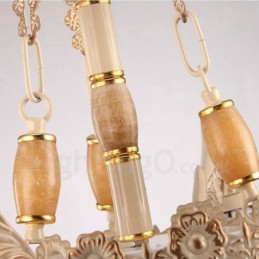 Lámpara de araña de metal integrada de estilo mediterráneo de 3 luces con pantalla de cristal