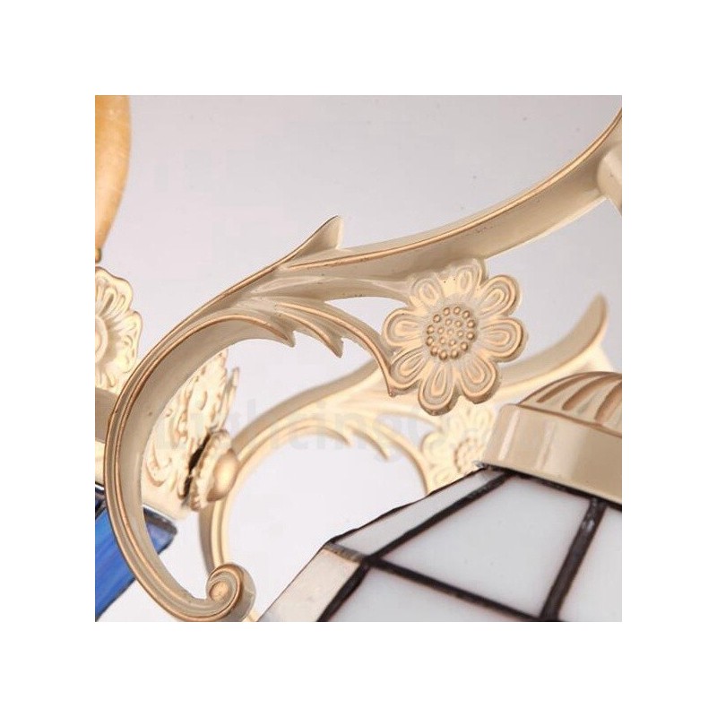 Lámpara de araña de metal integrada de estilo mediterráneo de 9 luces con pantalla de cristal