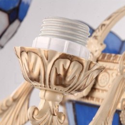 Lámpara de araña de metal integrada de estilo mediterráneo de 11 luces con pantalla de cristal