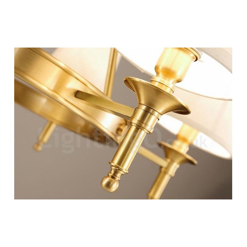 Lámpara de araña rústica de 3 luces con iluminación integrada de metal y cobre