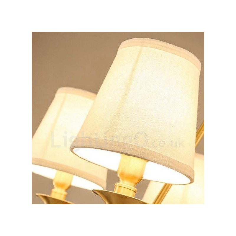 Lámpara de araña rústica de 3 luces con iluminación integrada de metal y cobre