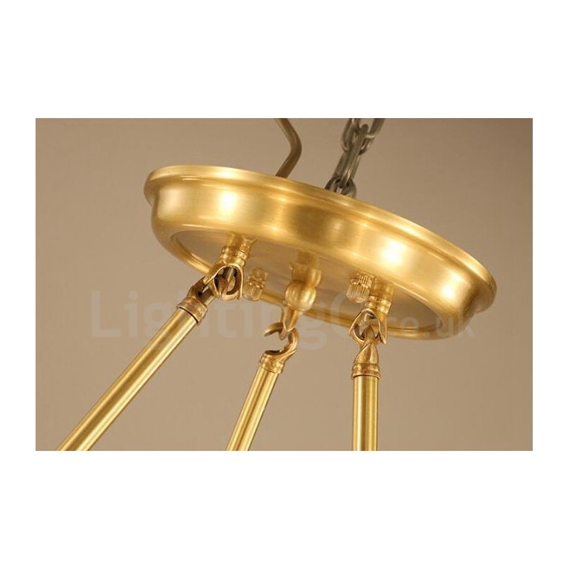 Lámpara de araña rústica de 3 luces con iluminación integrada de metal y cobre