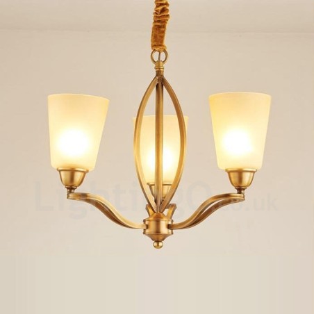 Lámpara de araña rústica de 3 luces con iluminación integrada de metal y cobre Lámpara de araña rústica de 3 luces con iluminación integrada de metal y cobre