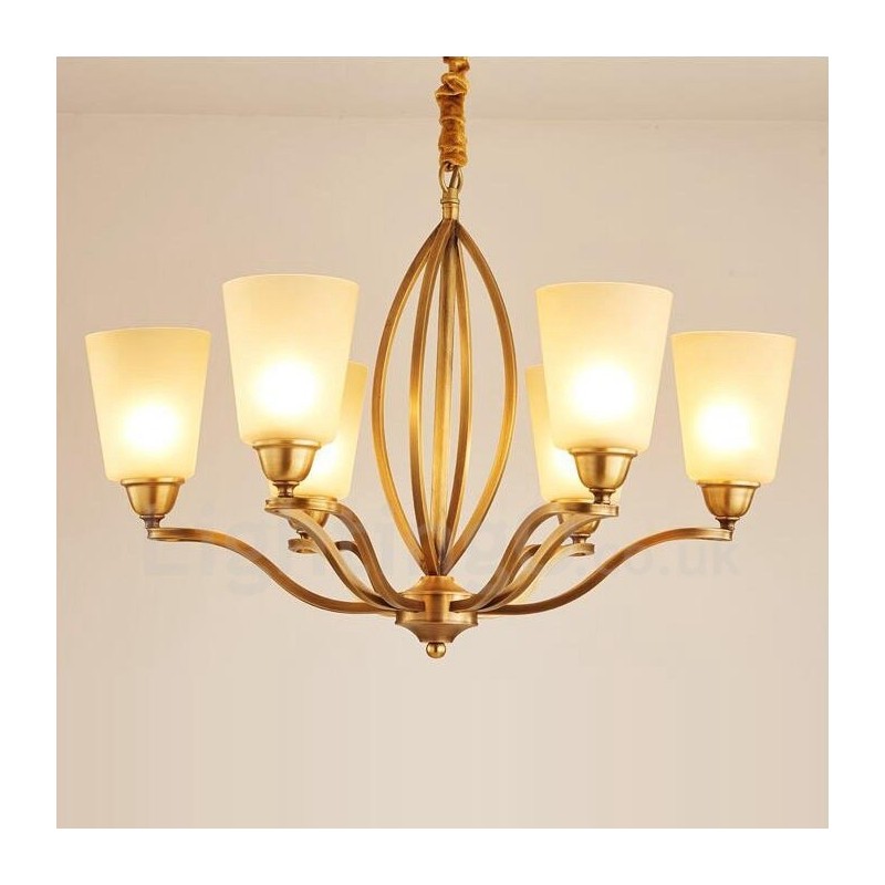 Lámpara de araña de metal integrada estilo rústico de 6 luces