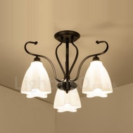 Lámpara de araña integrada rústica de 3 luces