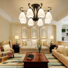 Lámpara de araña integrada rústica de 8 luces