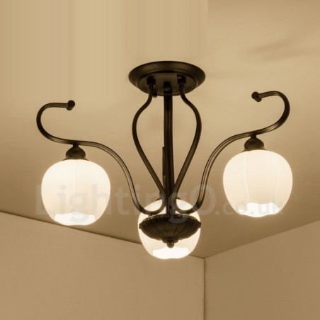 Lámpara de araña integrada rústica de 3 luces