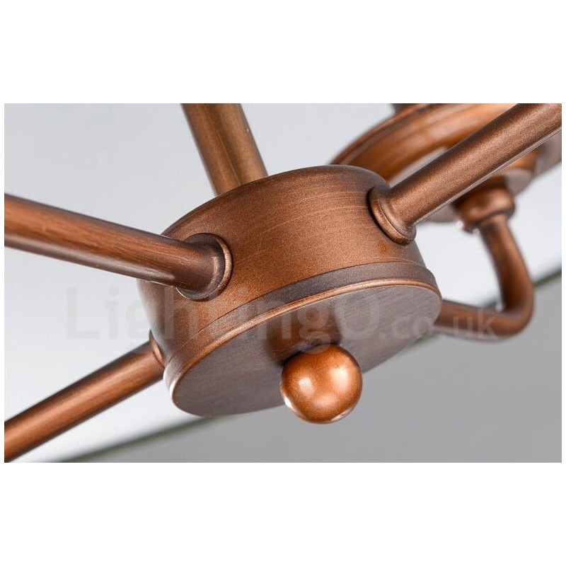 Lámpara de araña de metal integrada estilo rústico Lodge de 4 luces