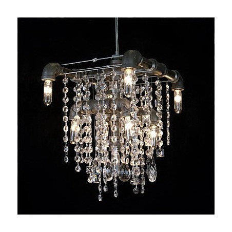 Lámpara de araña de cristal de 9 luces con diseño de tubo, estilo norteamericano Lámpara de araña de cristal de 9 luces con diseño de tubo, estilo norteamericano
