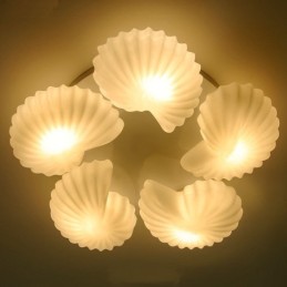 Lámpara de araña clásica tradicional integrada de 5 luces con pantalla de cristal