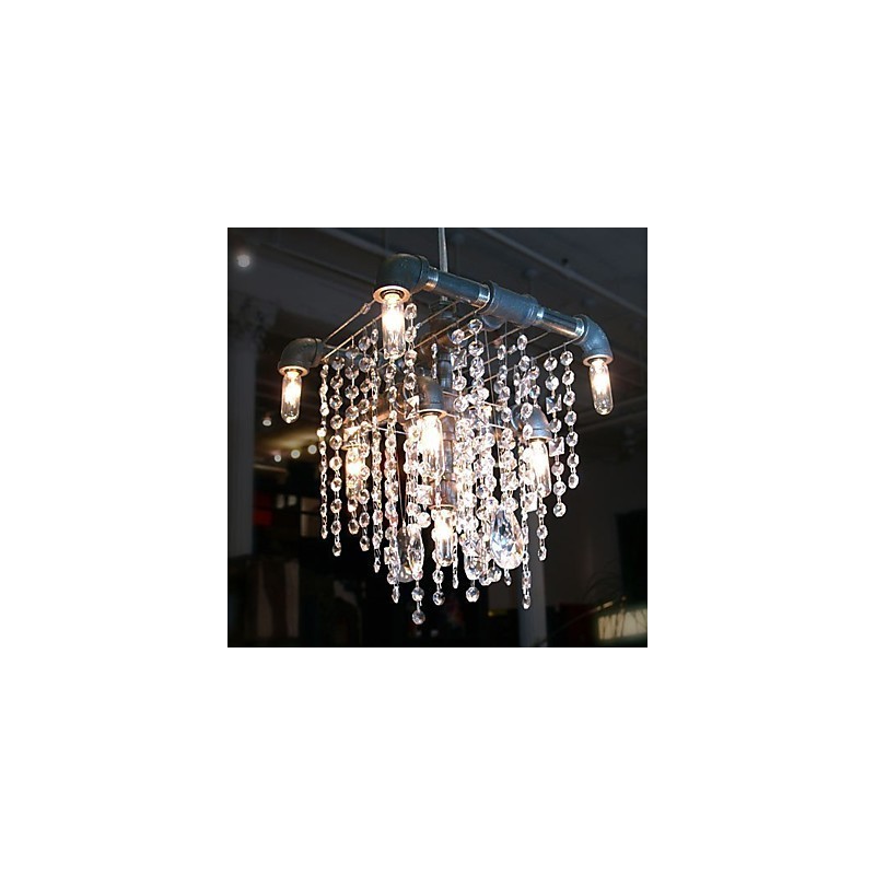 Lámpara de araña de cristal de 9 luces con diseño de tubo, estilo norteamericano