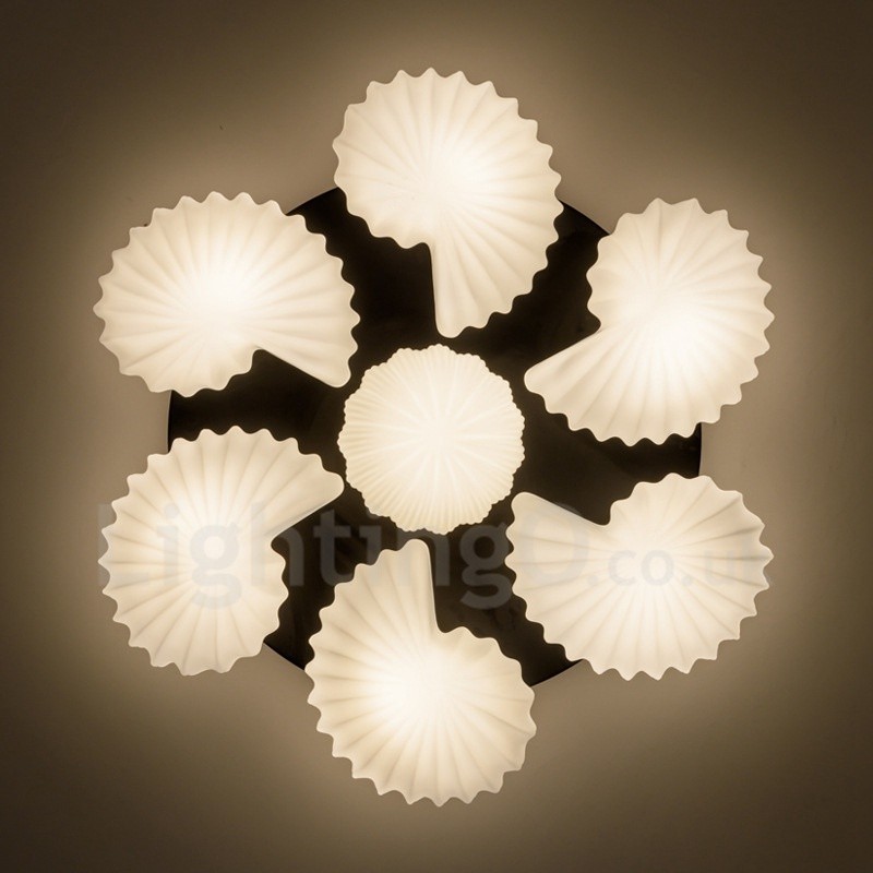 Lámpara de araña clásica tradicional integrada de 7 luces con pantalla de cristal