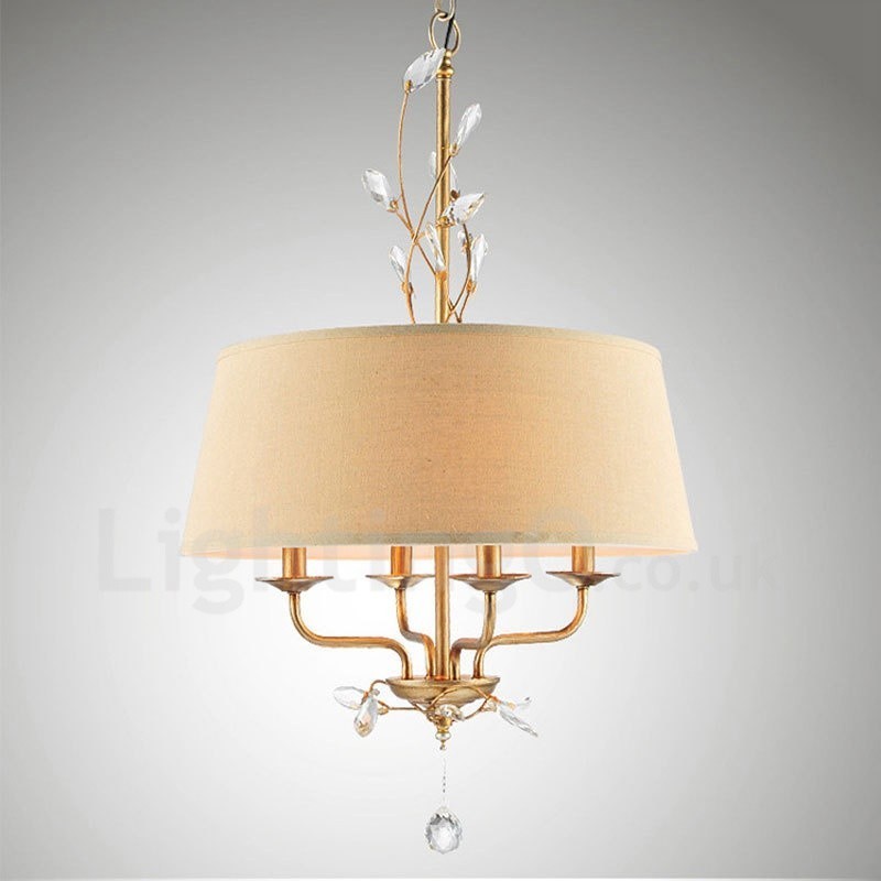 Lámpara de araña de metal integrada estilo rústico Lodge de 4 luces