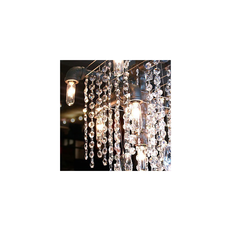 Lámpara de araña de cristal de 9 luces con diseño de tubo, estilo norteamericano