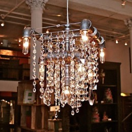 Lámpara de araña de cristal de 9 luces con diseño de tubo, estilo norteamericano