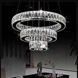 Lámpara colgante de cristal moderna con tres anillos D204060 K9, lámparas de techo de cristal grandes