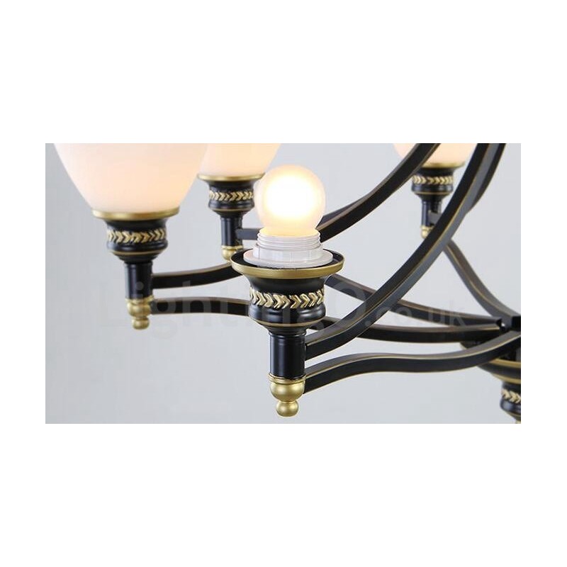 Lámpara de araña de metal integrada estilo rústico Lodge de 8 luces