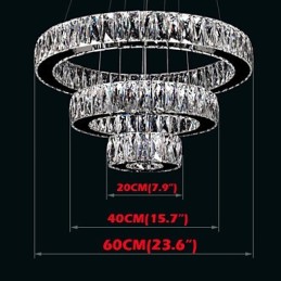 Lámpara colgante de cristal moderna con tres anillos D204060 K9, lámparas de techo de cristal grandes