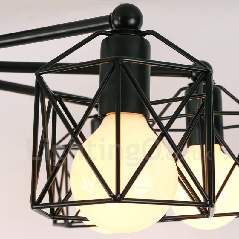 Lámpara de araña integrada rústica de 3 luces