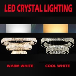 Lámpara colgante de cristal moderna con tres anillos D204060 K9, lámparas de techo de cristal grandes