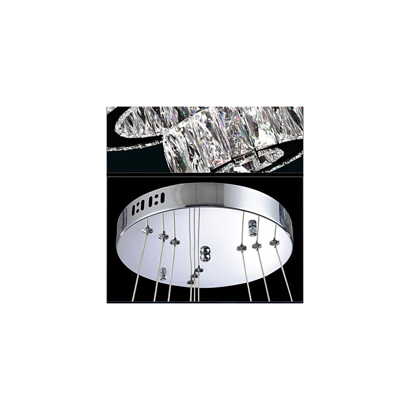 Lámpara colgante de cristal moderna con tres anillos D204060 K9, lámparas de techo de cristal grandes