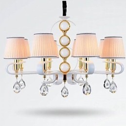 Lámpara de araña de tela de 8 luces, moderna, minimalista, de alta calidad.