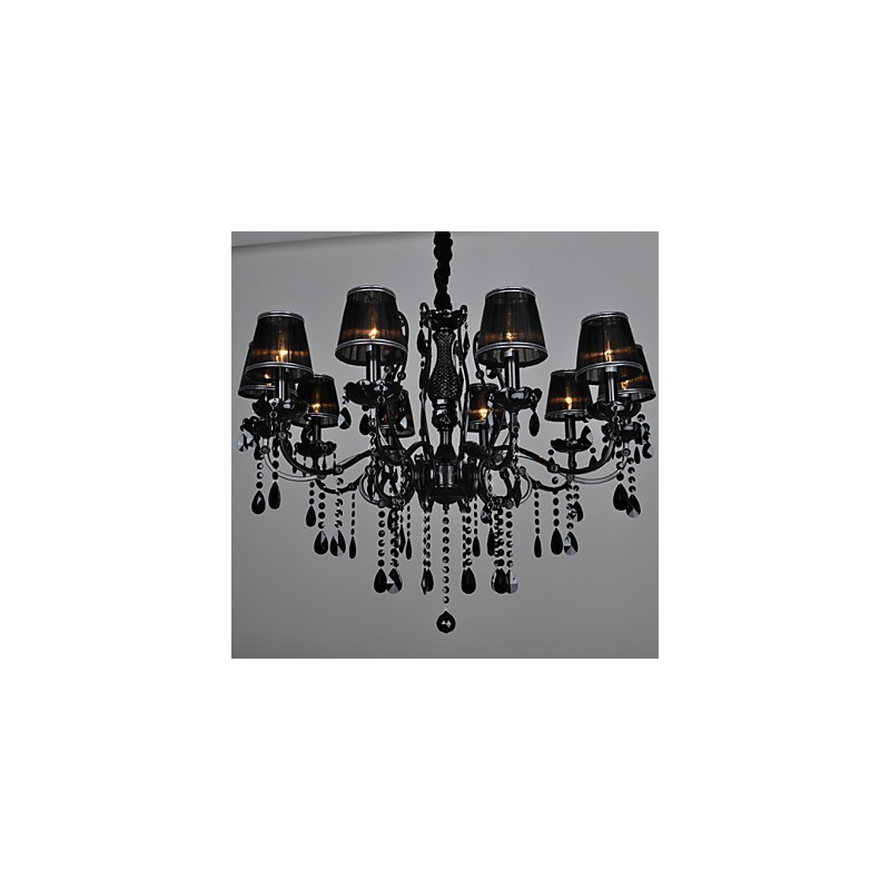 Lámpara de araña de cristal moderna contemporánea de 10 luces de metal.