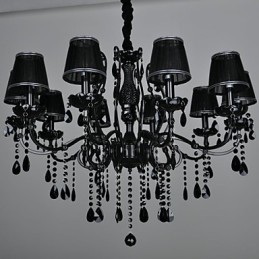 Lámpara de araña de cristal moderna contemporánea de 10 luces de metal.