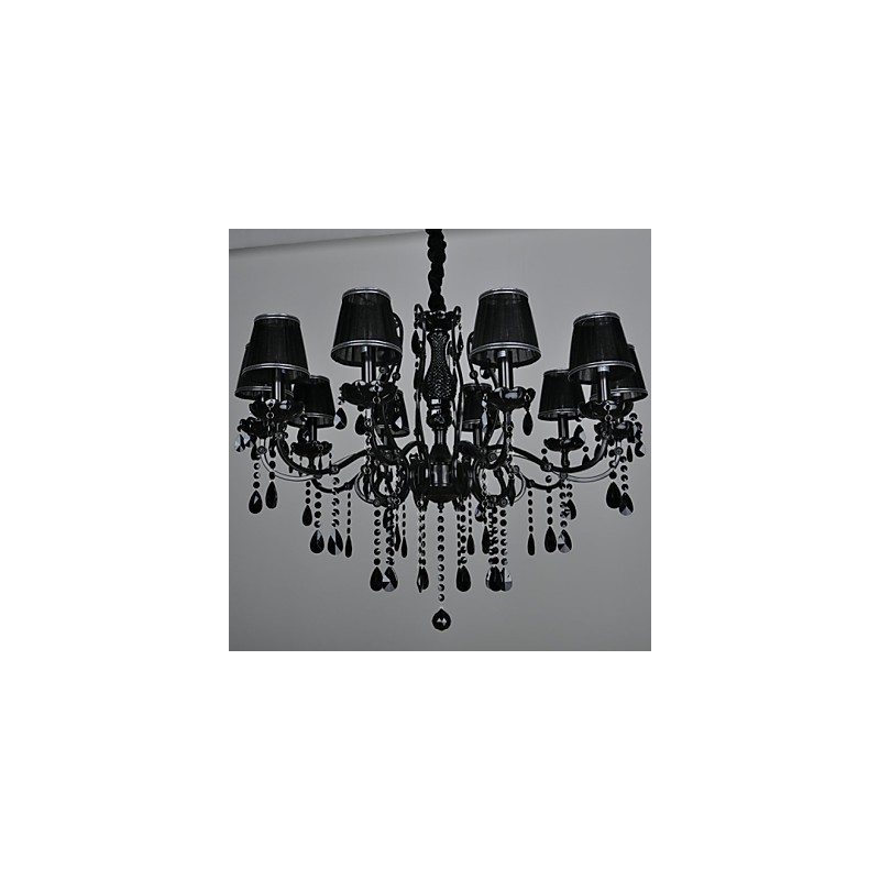 Lámpara de araña de cristal moderna contemporánea de 10 luces de metal.