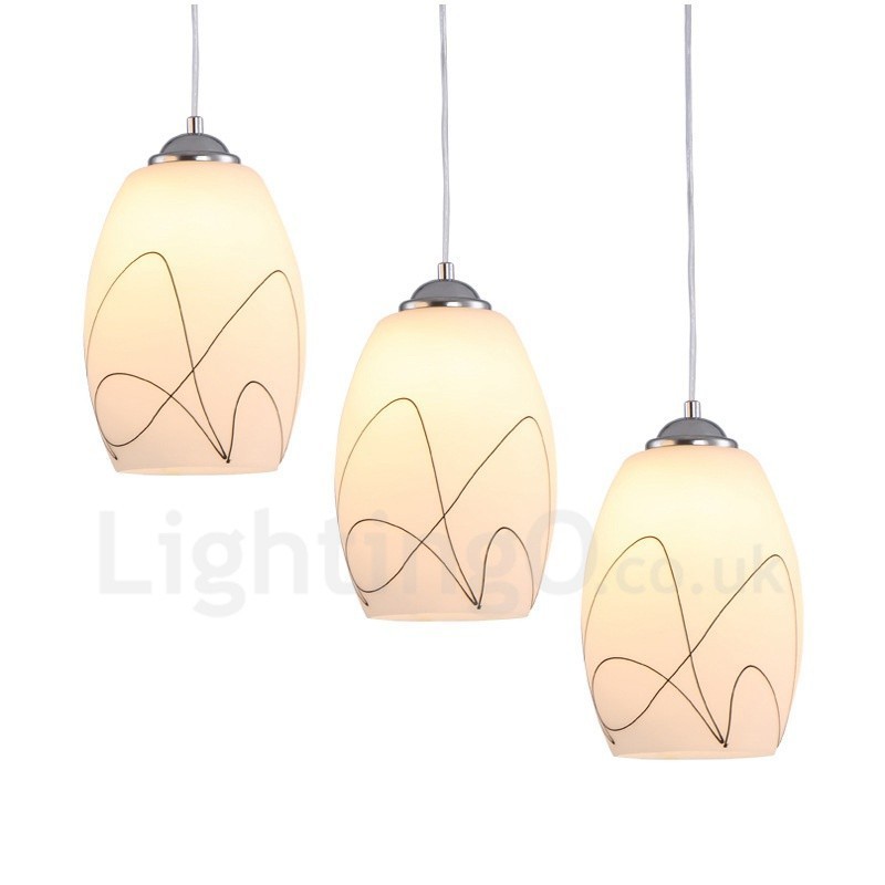 Lámpara colgante de metal integrada, moderna y contemporánea, de 3 luces