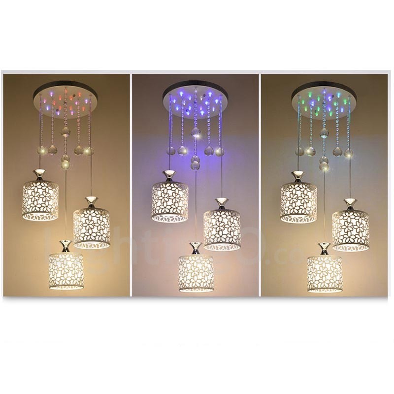 Lámpara colgante de metal incandescente moderna y contemporánea de 3 luces