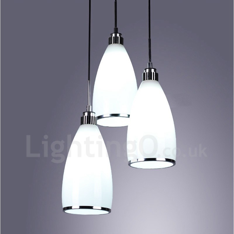 Lámpara colgante de metal integrada, moderna y contemporánea, de 3 luces
